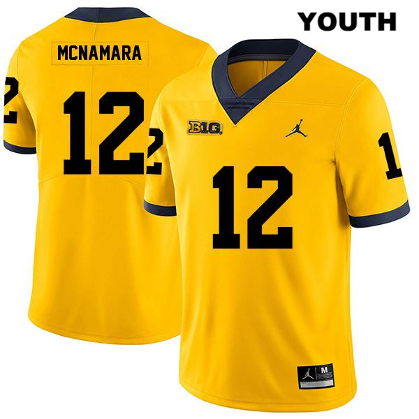 Youth NCAA Michigan Wolverines Cade McNamara #12 Yellow Jordan Brand Authentic Stitched Legend Football College Jersey GC25X38FJ